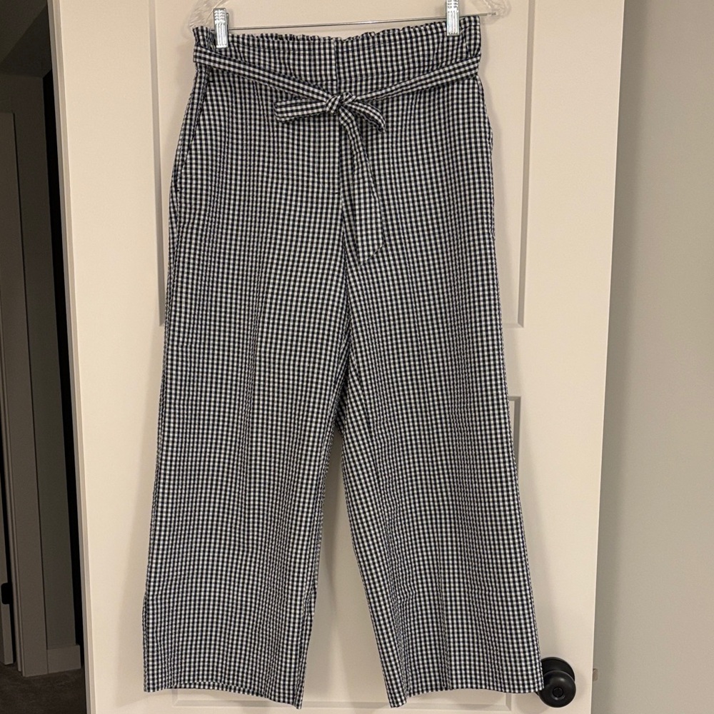 LOFT Navy and White Gingham Pants